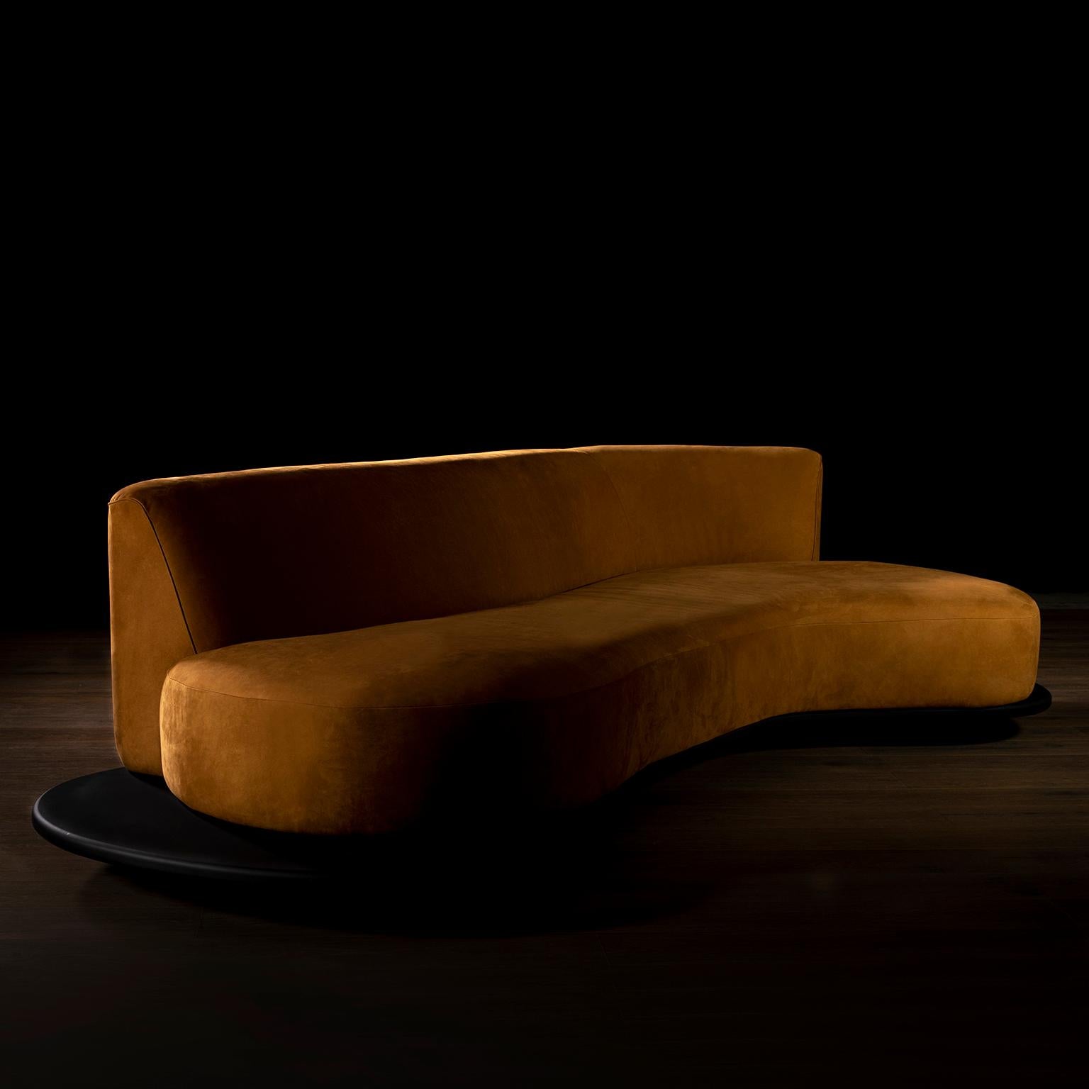 Modern Galapinhos Sofa, Velvet Leather, Handmade in Portugal by Greenapple For Sale 5