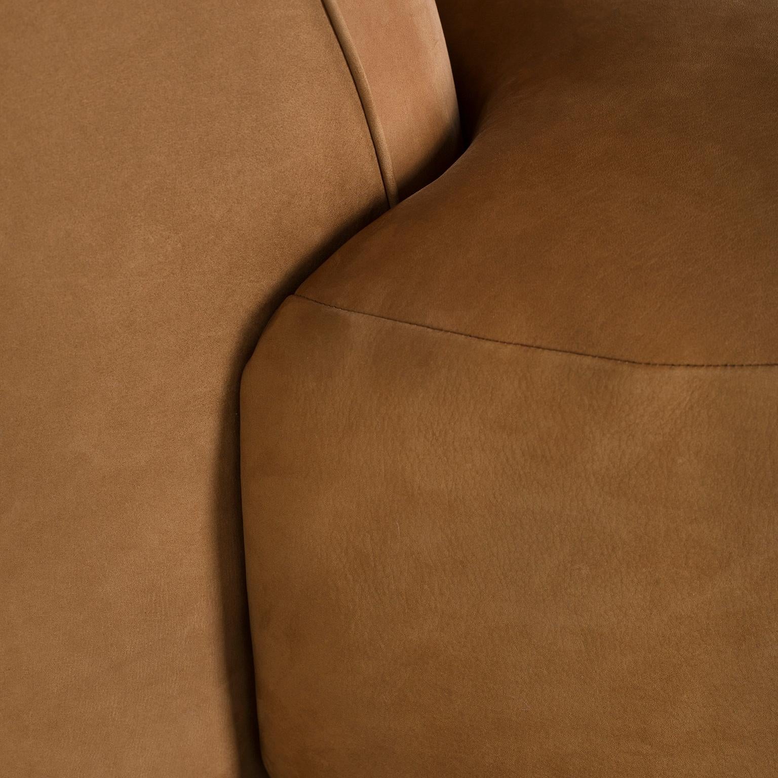 Modern Galapinhos Sofa, Velvet Leather, Handmade in Portugal by Greenapple For Sale 2