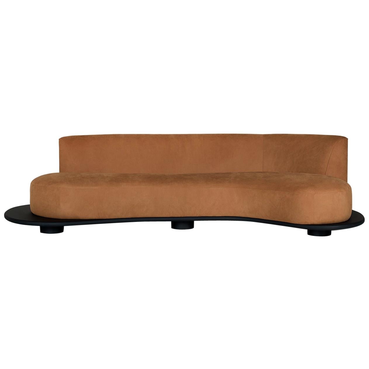 21st Century Modern Galapinhos 4-Seat Sofa Caramel Nubuck Leather by Greenapple