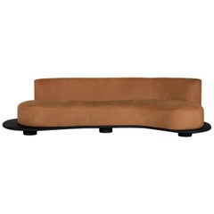 21st Century Modern Galapinhos 4-Seat Sofa Caramel Nubuck Leather by Greenapple