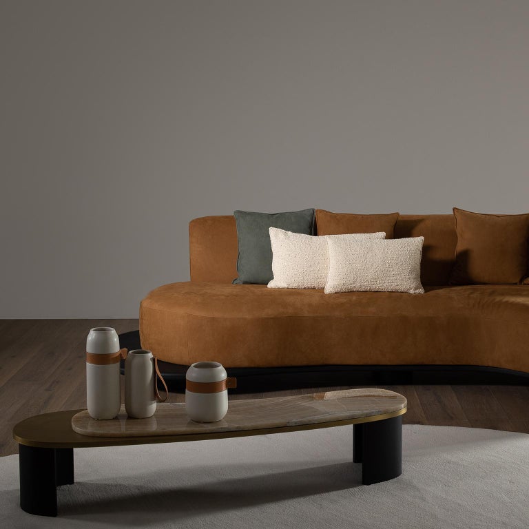 Greenapple Sofa, Galapinhos Sofa 4Seat, Caramel Leather, Handmade in