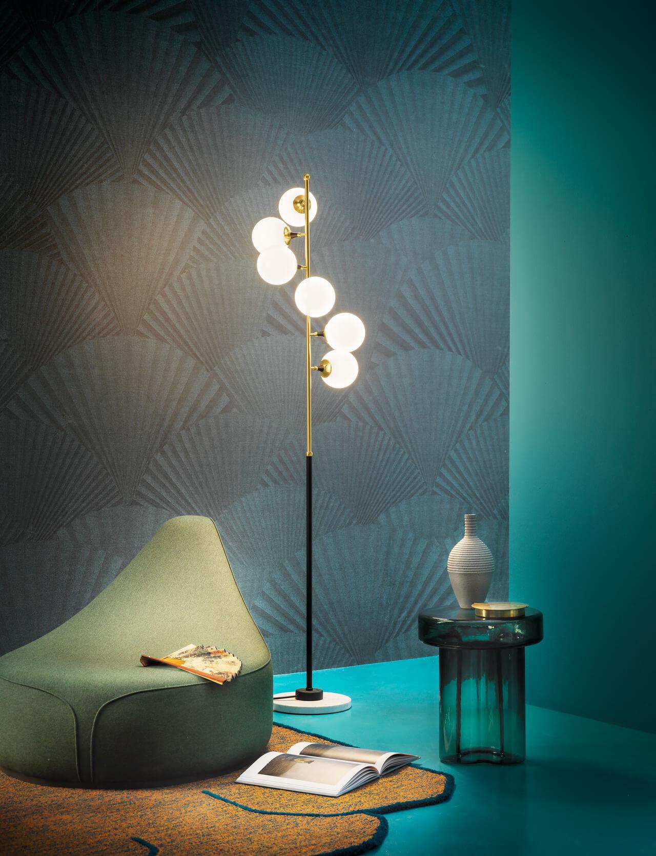 'Galassia' Brass and Glass Floor Lamp for Stilnovo.

Founded in 1946 in Milan, Stilnovo was one of the most innovative lighting companies in Italy during the Mid-century era, producing iconic pieces by such luminaries as Joe Colombo, Angelo