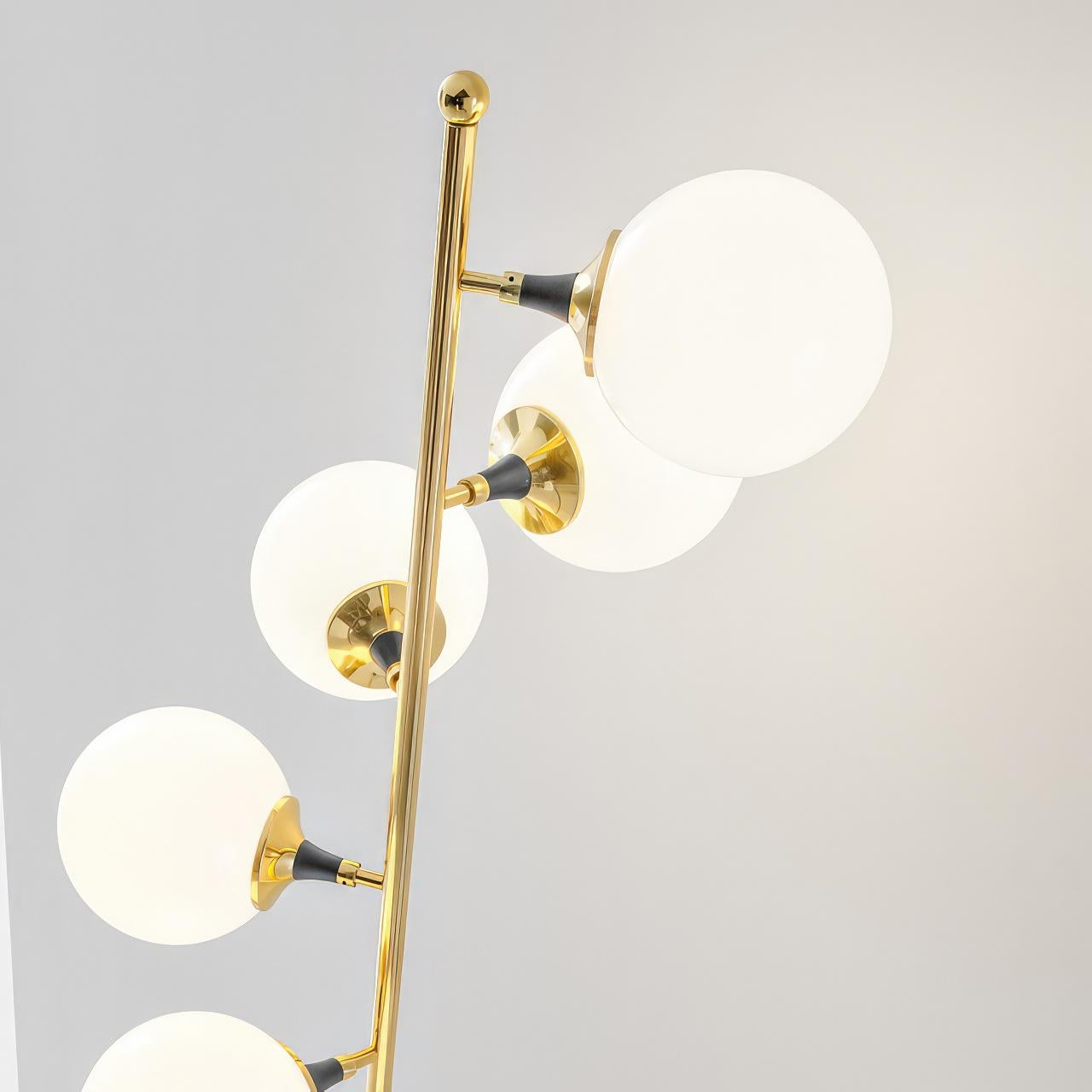 Italian 'Galassia' Brass and Glass Floor Lamp for Stilnovo For Sale
