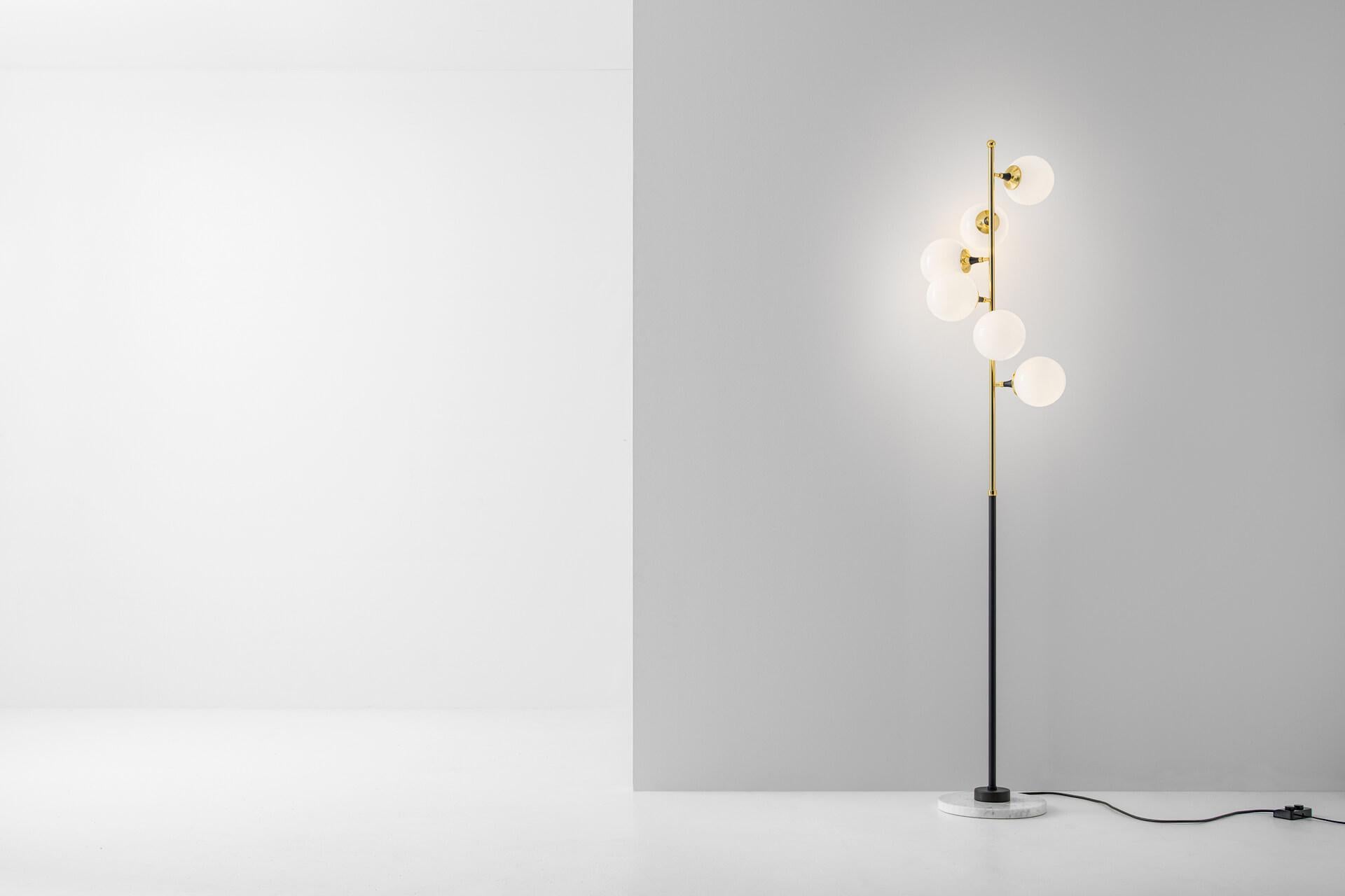 'Galassia' Brass and Glass Floor Lamp for Stilnovo In New Condition For Sale In Glendale, CA