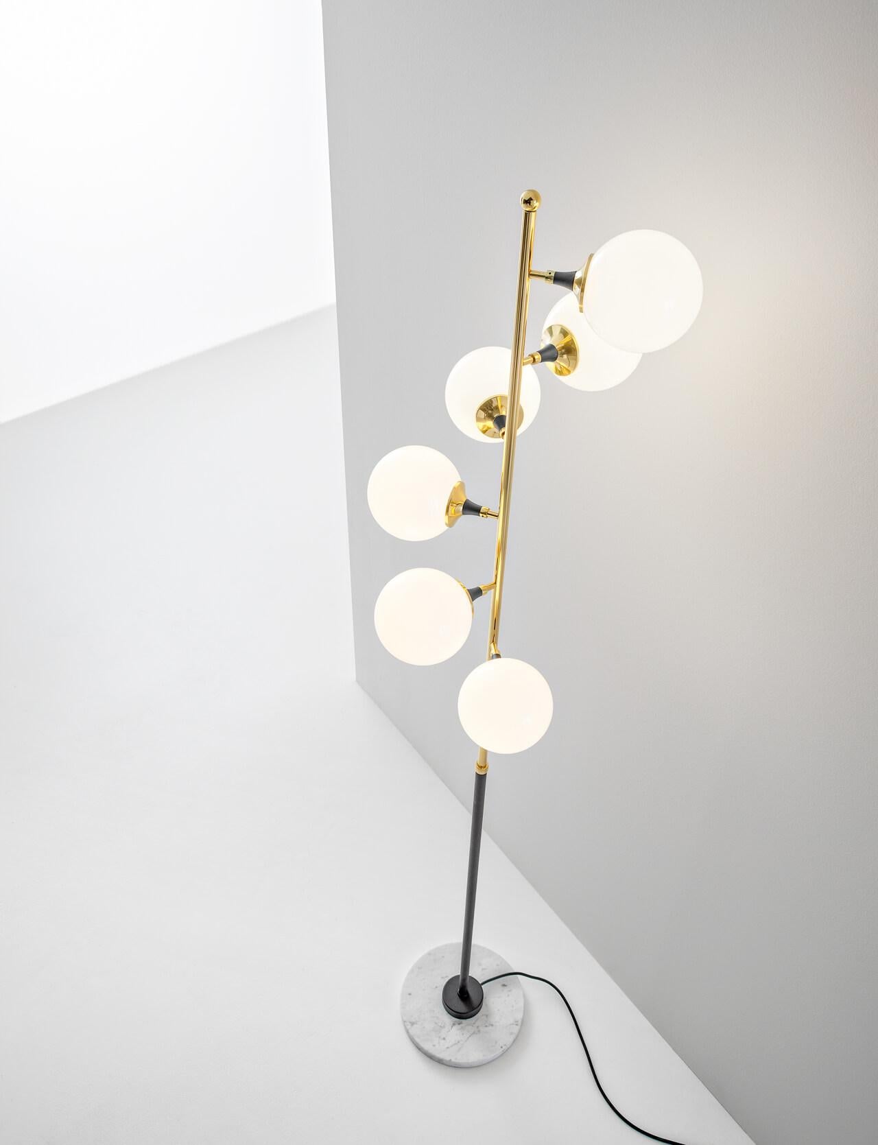 Contemporary 'Galassia' Brass and Glass Floor Lamp for Stilnovo For Sale