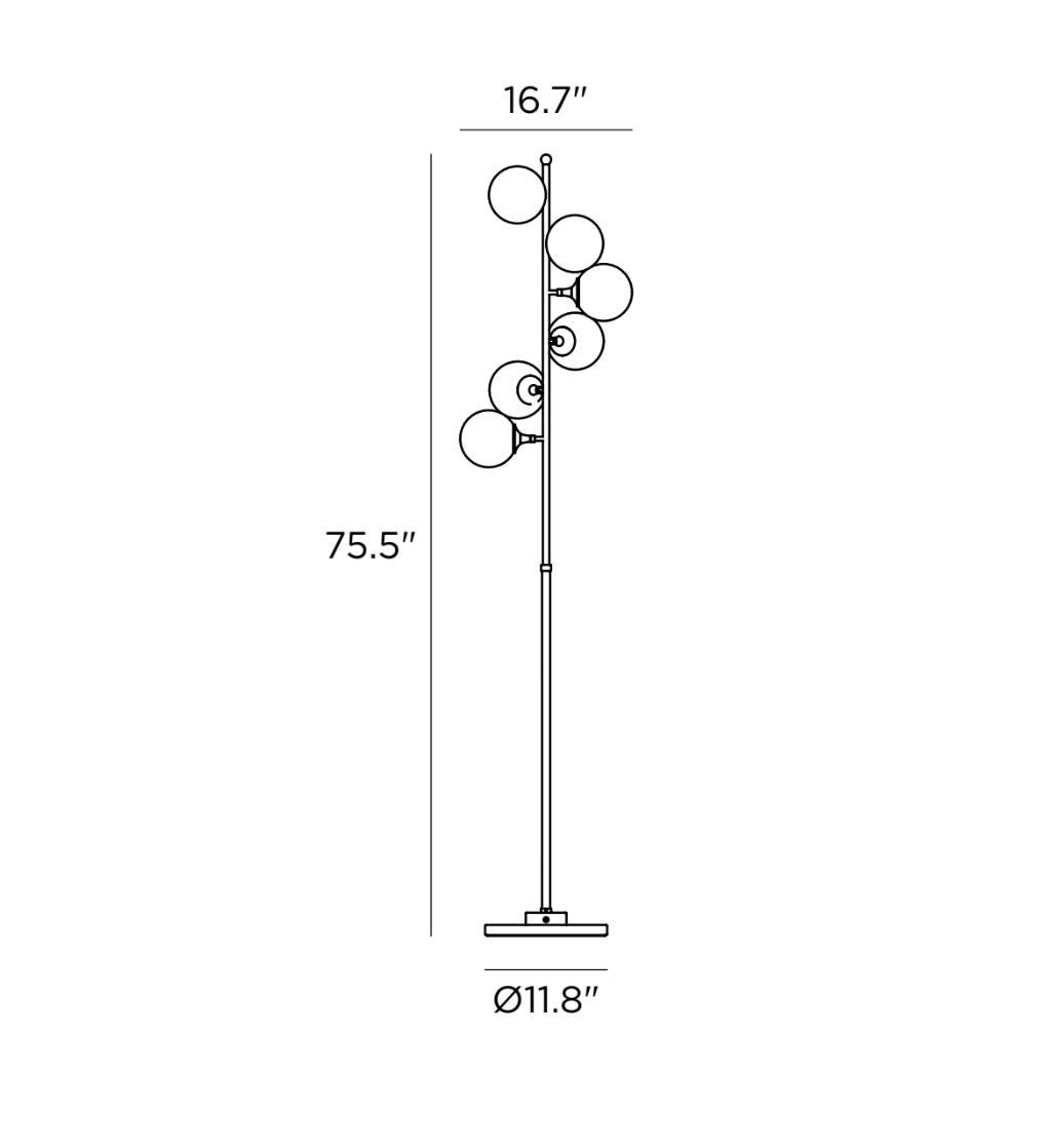 'Galassia' Brass and Glass Floor Lamp for Stilnovo For Sale 1