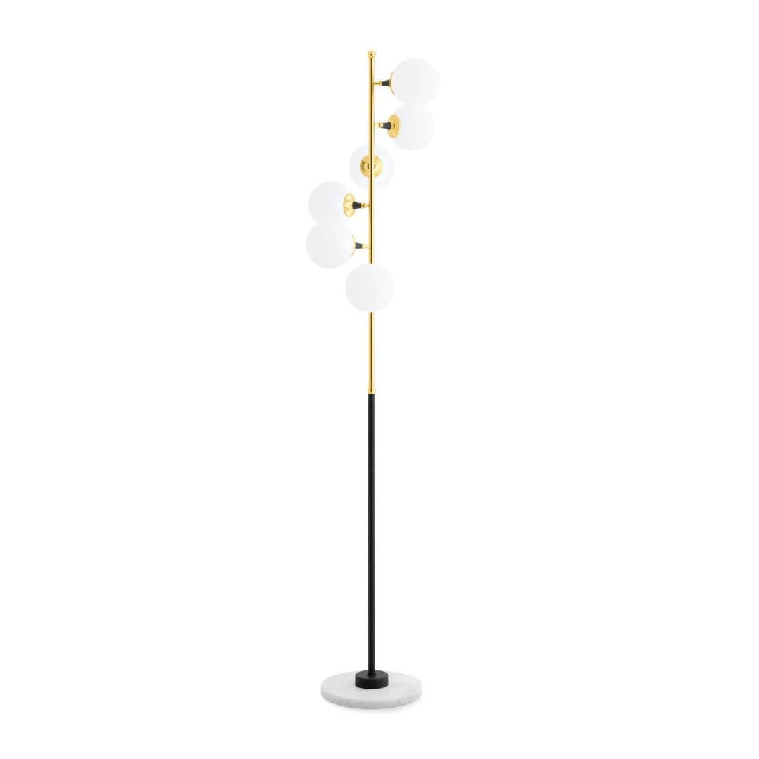 'Galassia' Brass and Glass Floor Lamp for Stilnovo For Sale 2