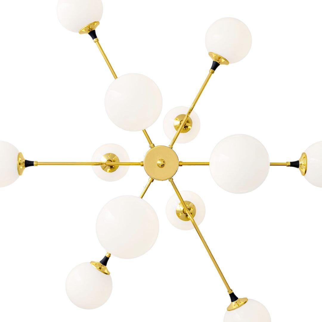 'Galassia' Brass & Glass 6-Shade Suspension Lamp for Stilnovo For Sale 1
