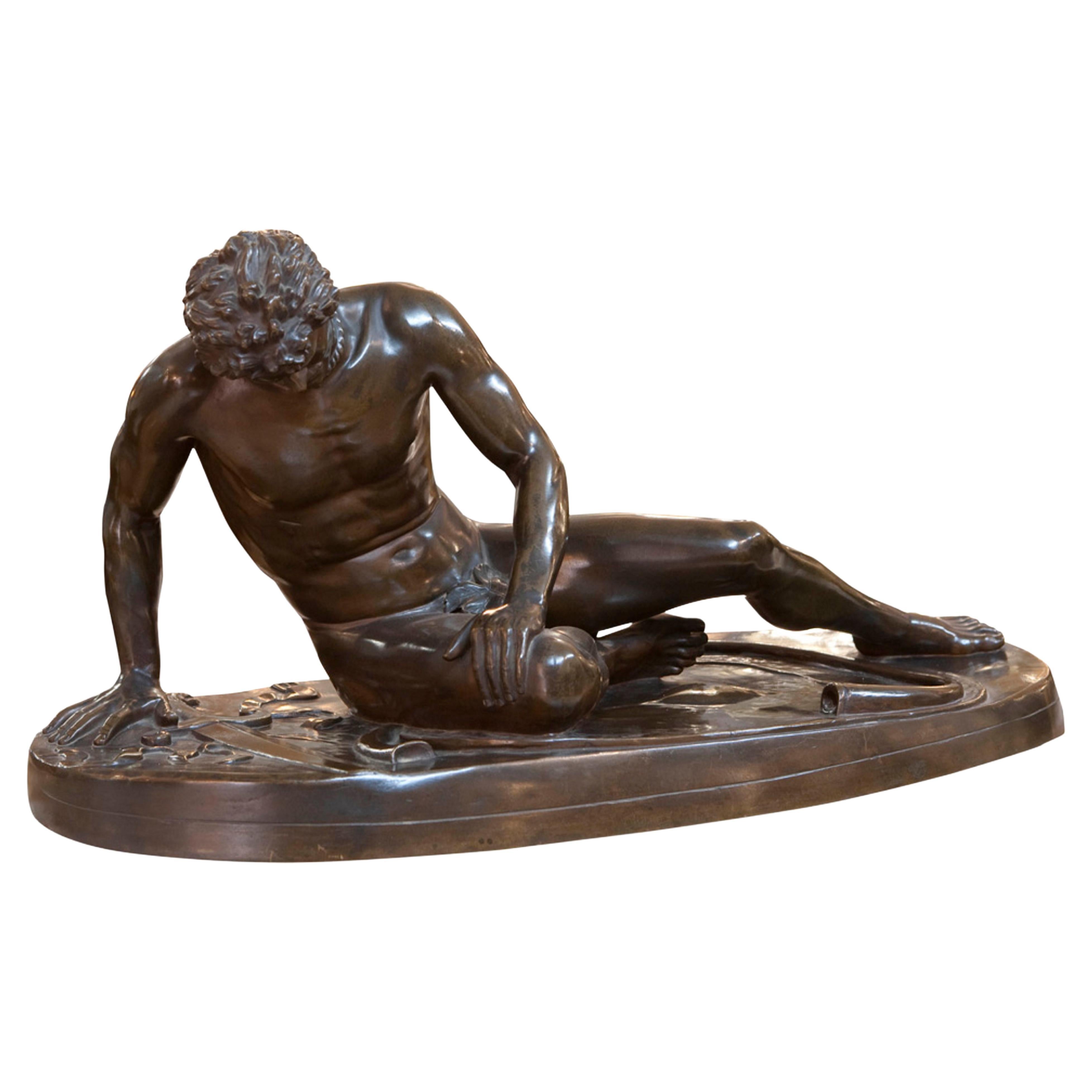 „Galata Morente“-Skulptur aus Bronze und Marmor, F. Barbedienne Fonduer