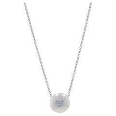Galatea Cultured Pearl & Diamond Pendant Necklace 18" - White Gold 14k