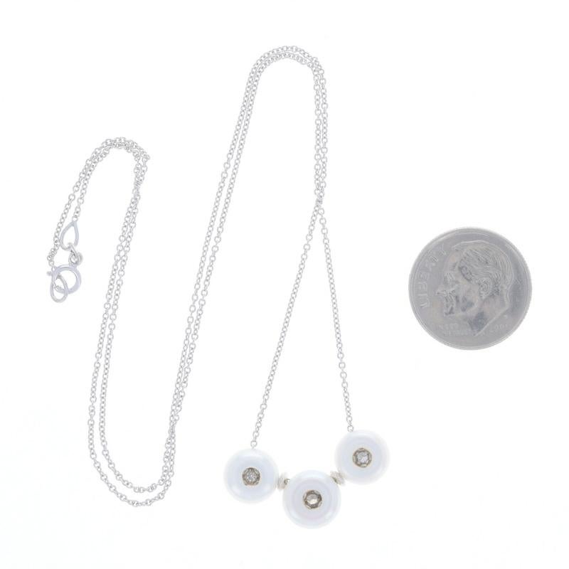 Round Cut Galatea Cultured Pearl & Diamond Three-Stone Necklace 18