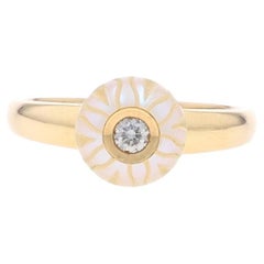 Bague Galatea perle et diamant - or jaune 14k floral sculpté