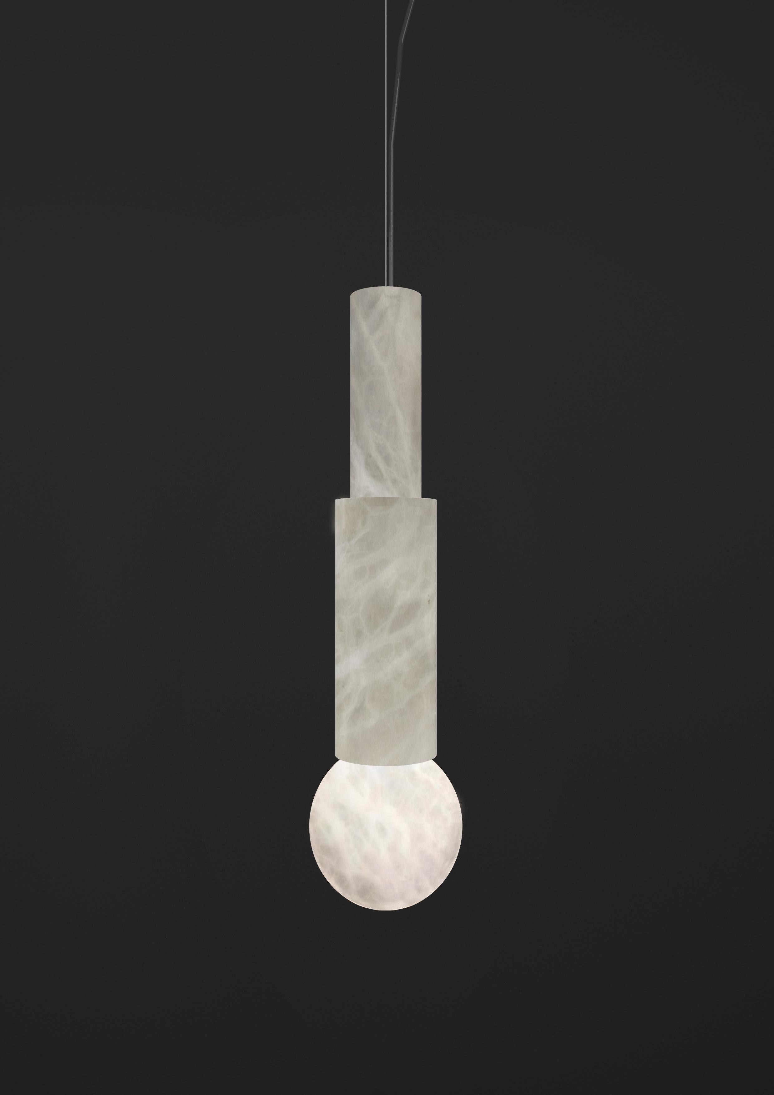 Galatea Pendant Lamp by Alabastro Italiano
Dimensions: D 15 x W 15 x H 60 cm.
Materials: White alabaster.

All our lamps can be wired according to each country. If sold to the USA it will be wired for the USA for instance.

Galatea was a Nereid