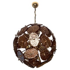 Galattico Sputnik Chandelier with Copper Murano Glass Discs. Italy, 1980's.