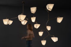 Galaxy 13 / Hanji & Brass Mobile Chandelier Handmade by Andrea Claire Studio