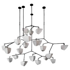Galaxy 25 / Brass & Porcelain Mobile Chandelier Handmade by Andrea Claire Studio