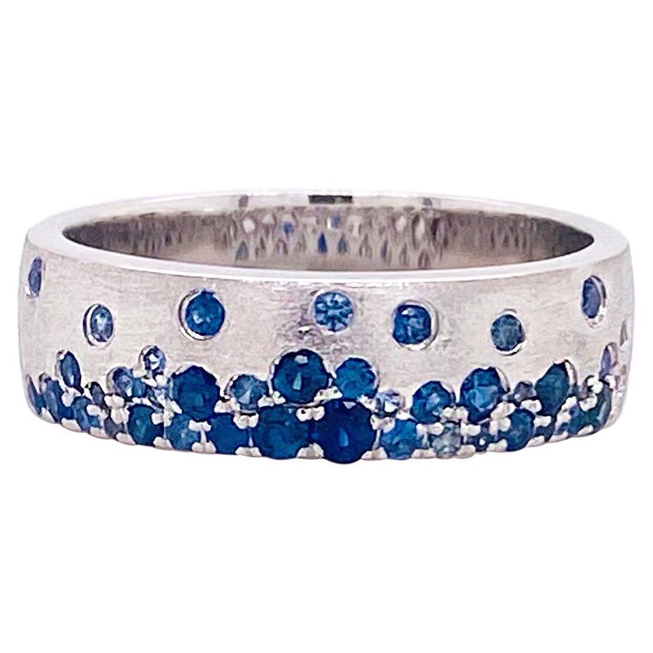 Bague Galaxy Blue Sapphire, .56 carat, or blanc, Confetti Flush Cigar Band