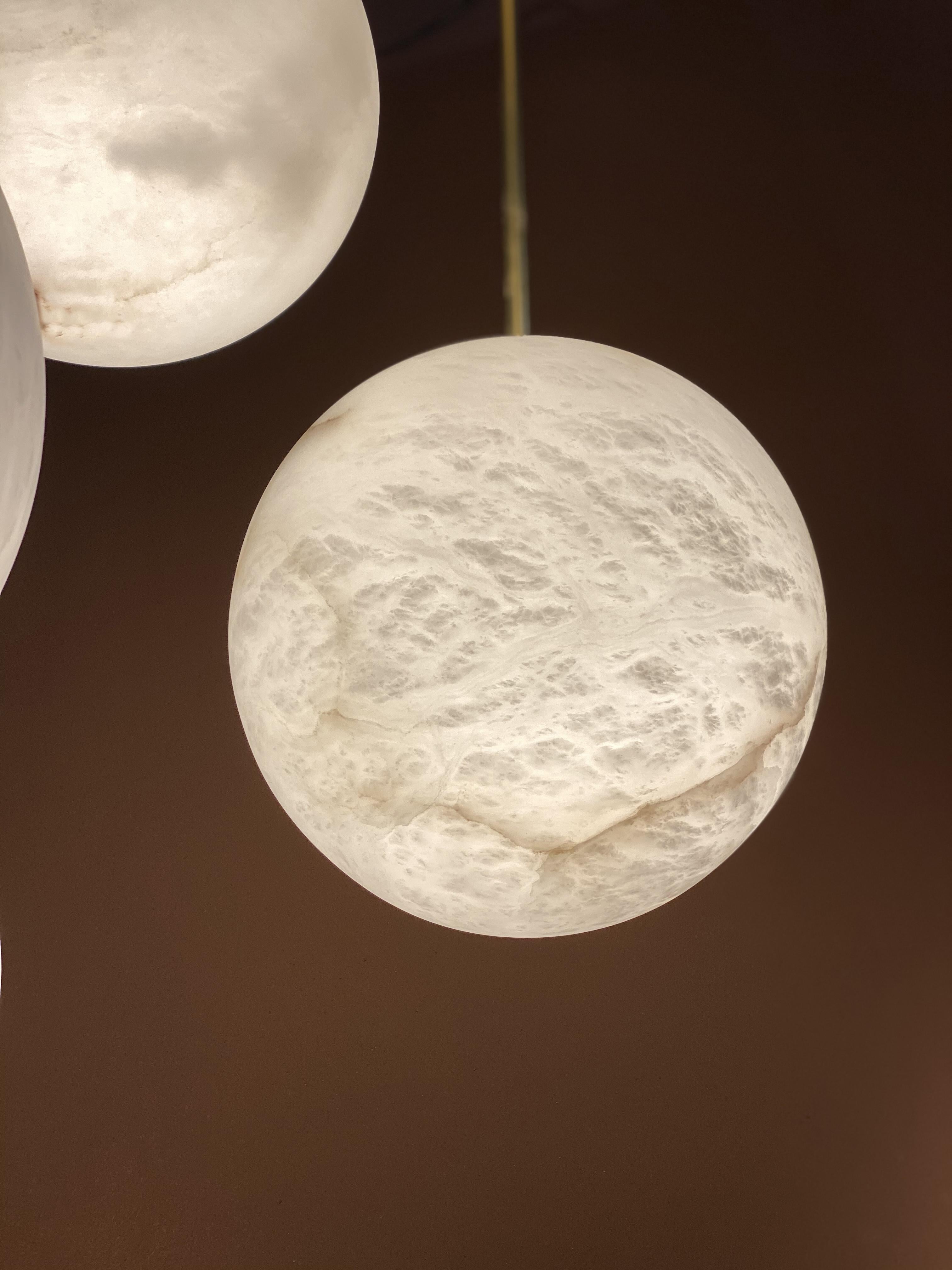 Galaxy Contemporary Italian Alabaster Marble Globe Chandelier For Sale 2