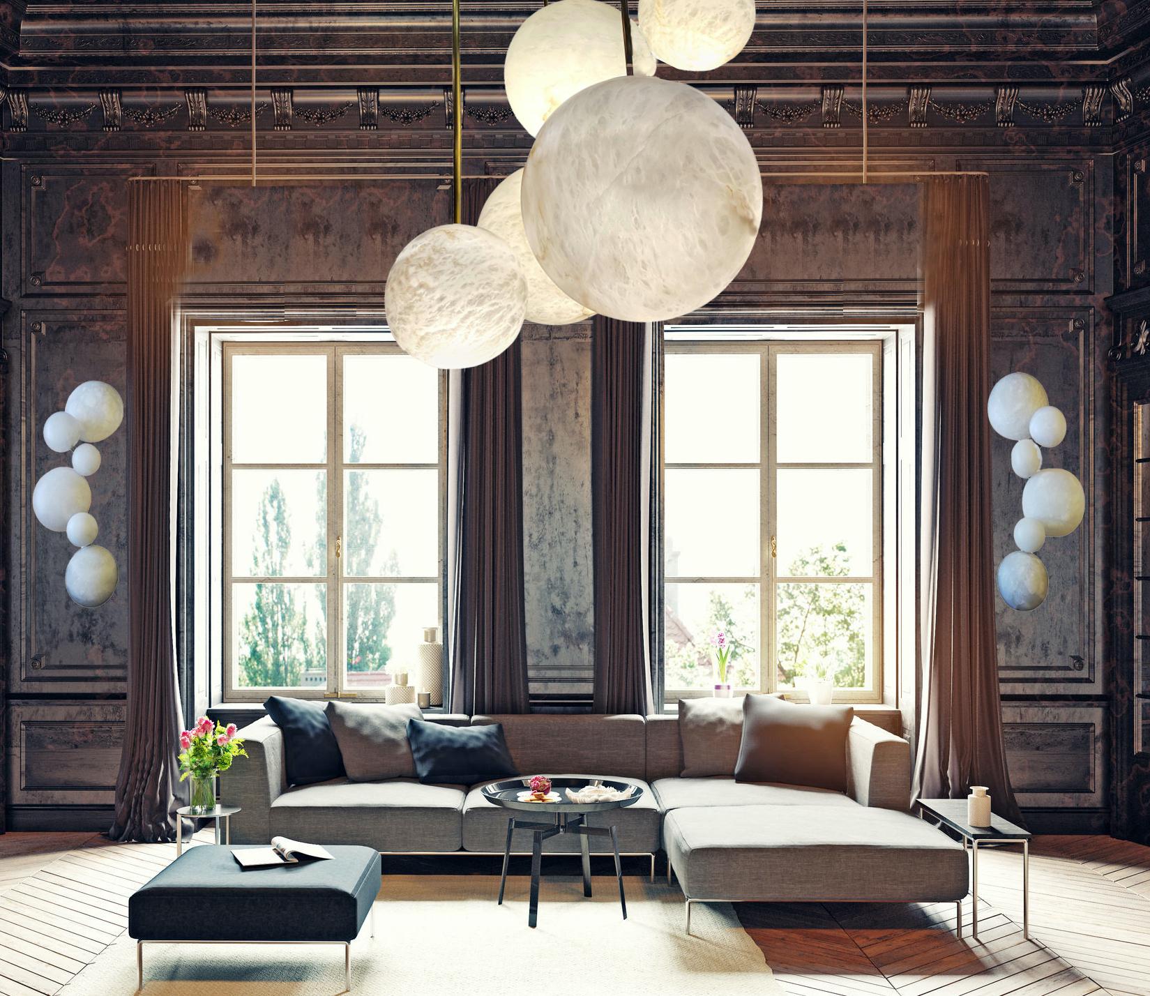 Galaxy, lampade da parete o applique contemporanee in marmo alabastrino in vendita 4
