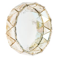 "Galaxy" Contemporary Mirror, Silvered Glass and Central Mirror, Birch Wood