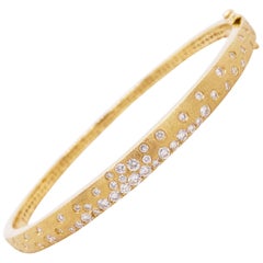 Galaxy Diamant-Armband, .83 Karat, 14 Karat Gold, Konfetti, Armreif, gebürstet