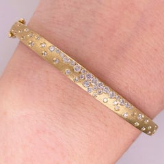 Galaxy Confetti Diamond Bangle, 5mm 14K Yellow Gold Satin Finish