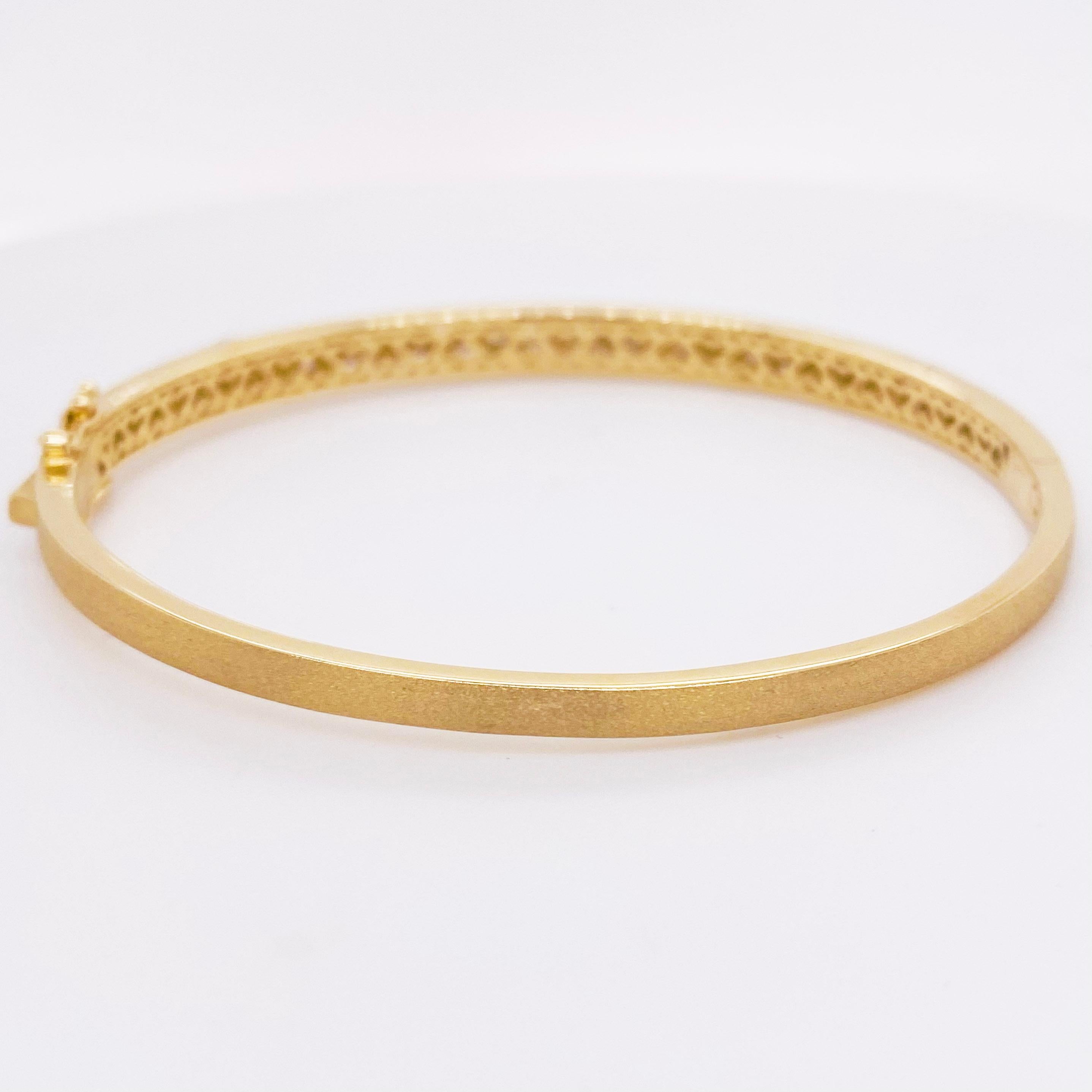 Contemporary Galaxy Diamond Bracelet, .83 Carat, 14 Karat Gold, Confetti, Bangle, Brushed For Sale