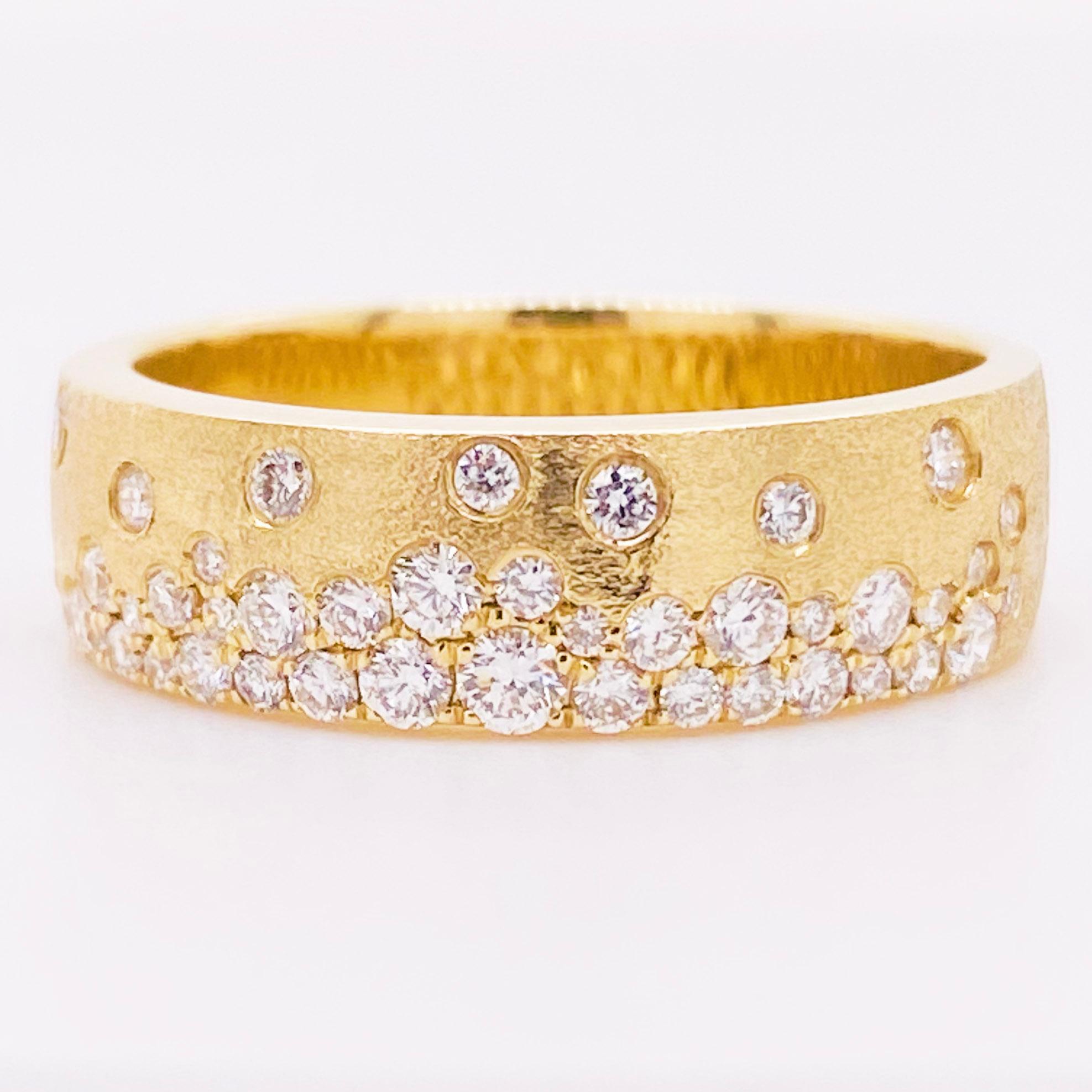 Galaxy Diamantring, .44 Karat, 14 Karat Gelbgold, Konfetti Einbau-Zigarrenring (Moderne) im Angebot