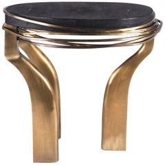 Galaxy Side Table Large in Black Shagreen and Bronze-Patina Brass by Kifu, Paris