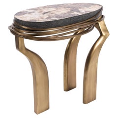 Galaxy Side Table Large in Hwana, Shagreen and Brass by Kifu, Paris