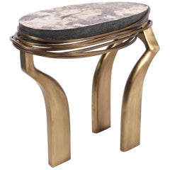 Galaxy Side Table Large in Hwana, Shagreen and Brass by Kifu, Paris
