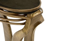 Galaxy Side Table Small in Black Shagreen and Bronze-Patina Brass by Kifu Paris