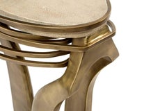 Galaxy Side Table Small in Cream Shagreen and Bronze-Patina Brass by Kifu Paris