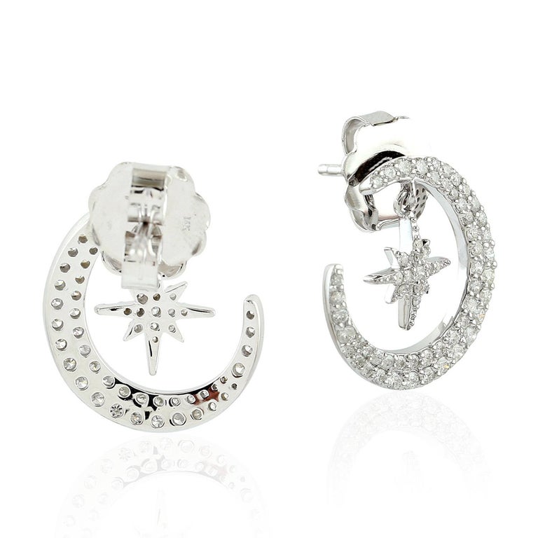 Galaxy Star 14 Karat Gold Diamond Earrings For Sale at 1stDibs