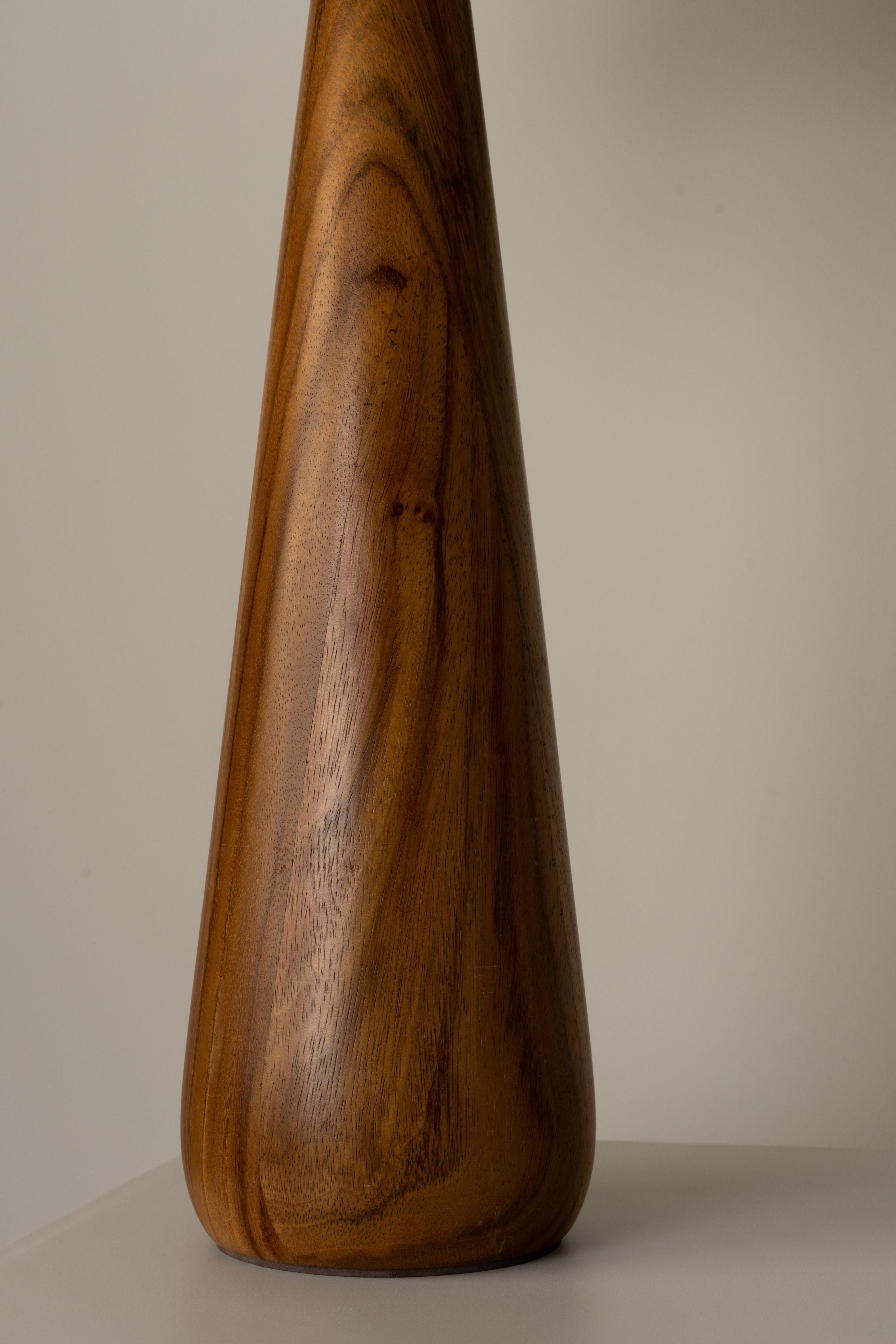 Mid-Century Modern Organic Modern Table Lamp Natural Parota Wood Fiberglass Shade For Sale