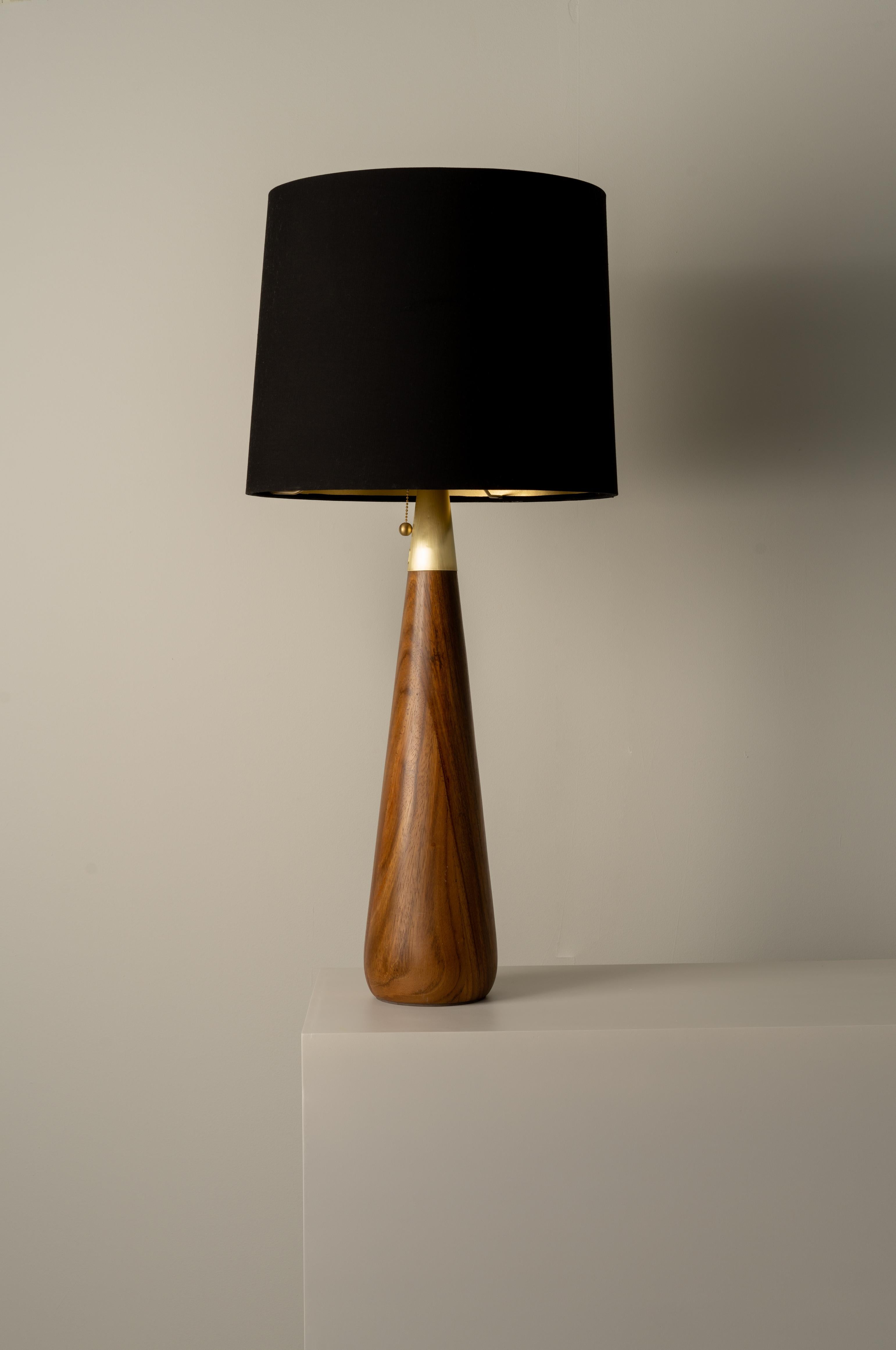 Mexican Organic Modern Table Lamp Natural Parota Wood Fiberglass Shade For Sale