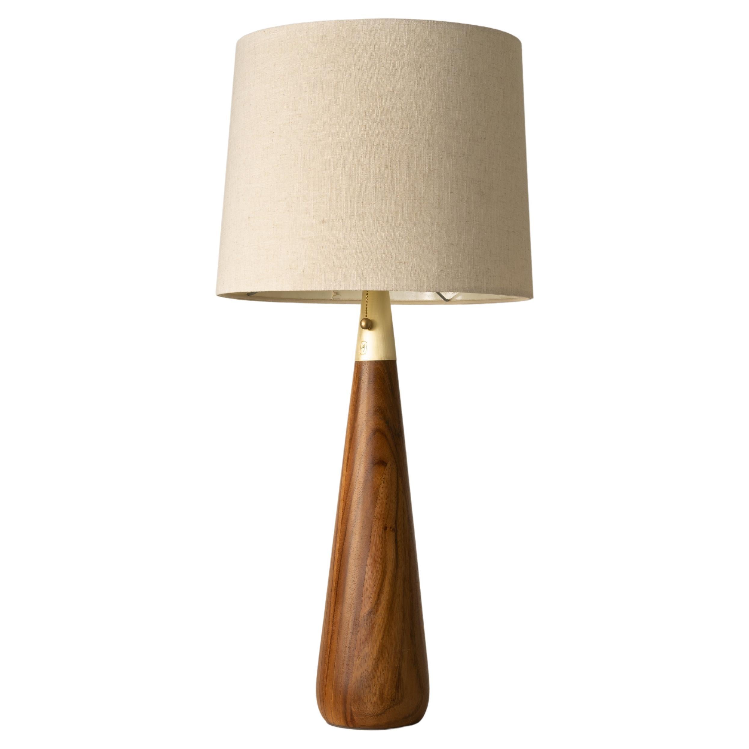 Organic Modern Table Lamp Natural Parota Wood Fiberglass Shade