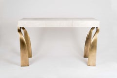 Galaxy Writing Desk in Cream Shagreen and Bronze-Patina Brass by Kifu Paris