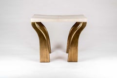 Galaxy Writing Stool in Cream Shagreen and Bronze-Patina Brass by Kifu Paris