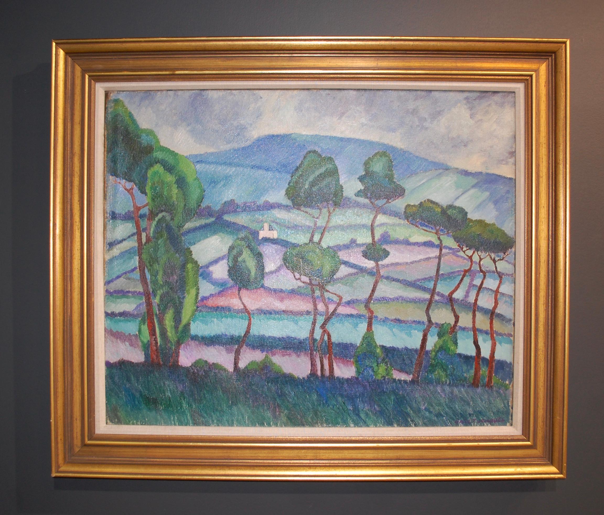 Landschaft der Provence mit Bergansicht – Painting von Gale Turnbull 