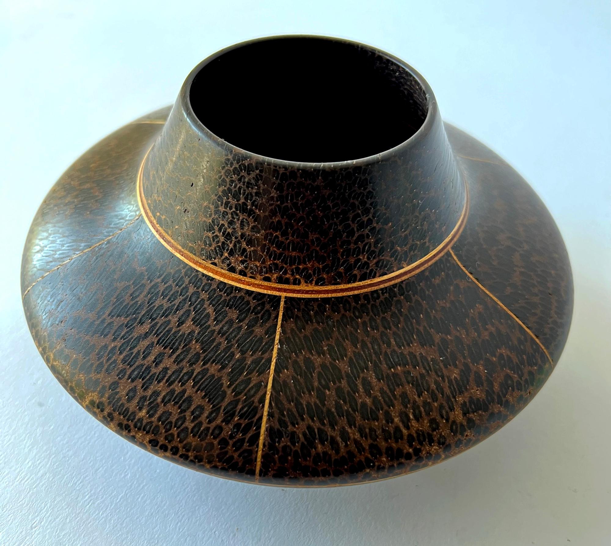 Mid-Century Modern Galen Carpenter Black Palm Maple Hand Turned Vase For Sale