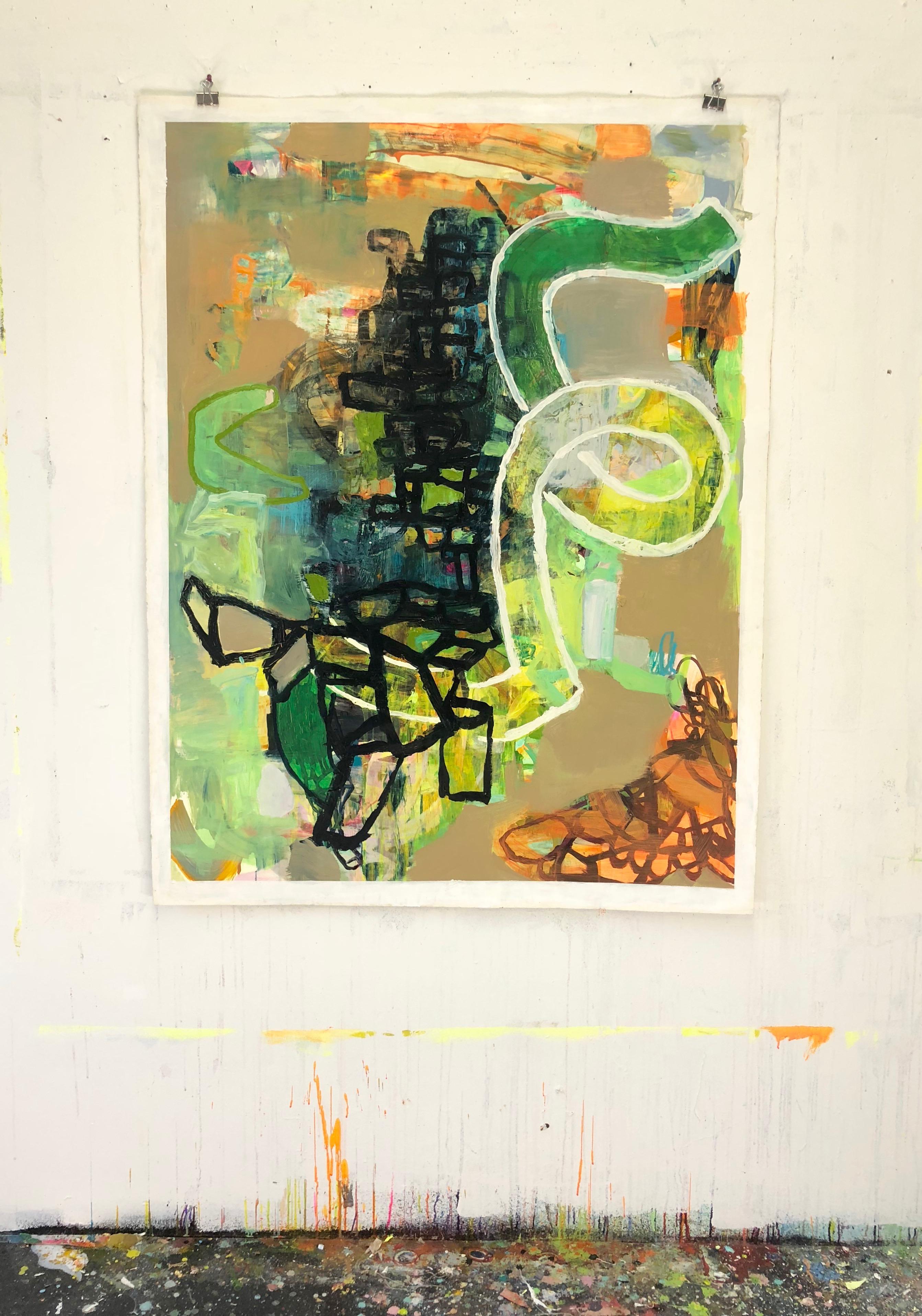 Grünes Herz – Painting von Galen Cheney