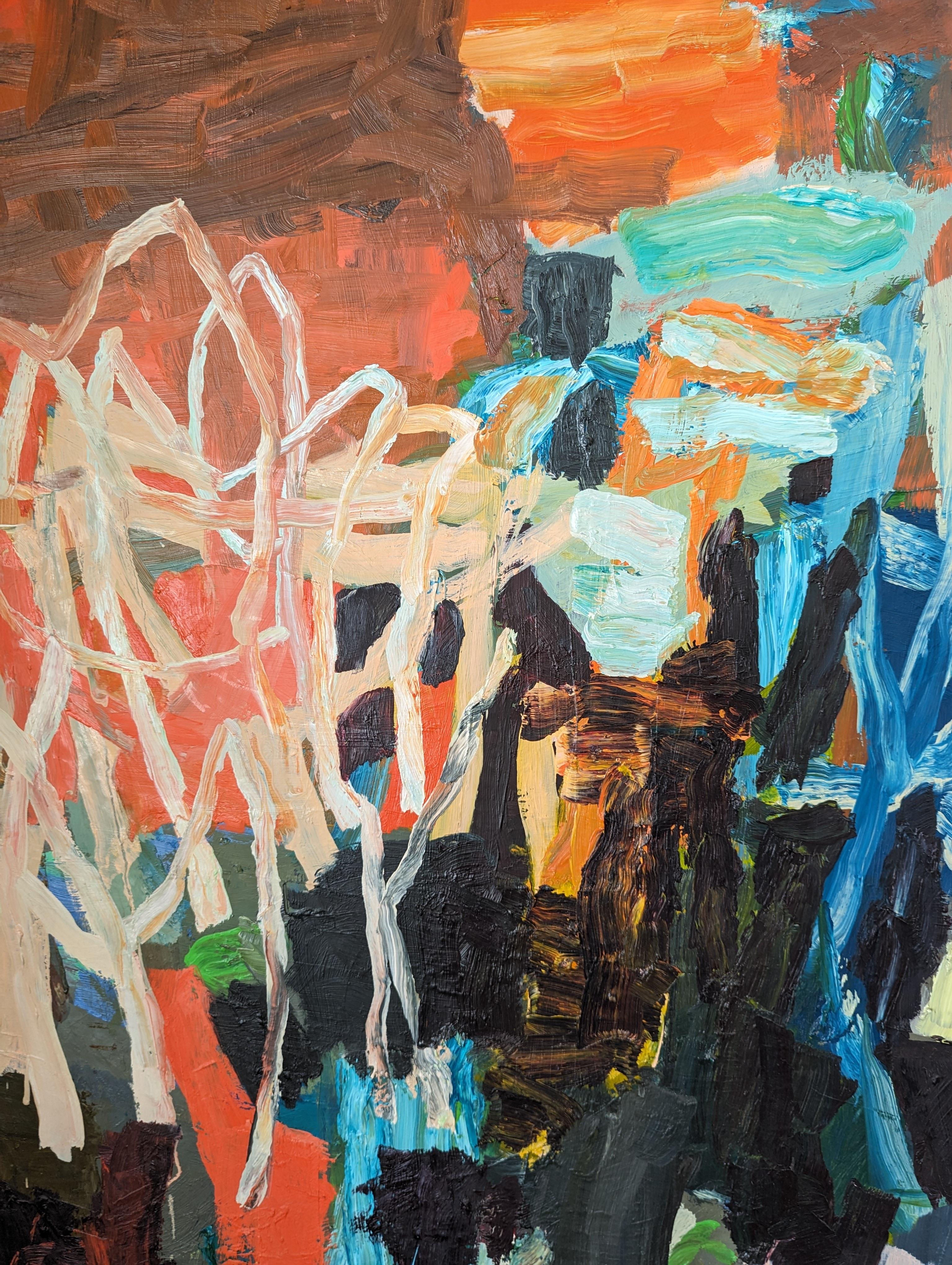 Orangenschwarm – Painting von Galen Cheney