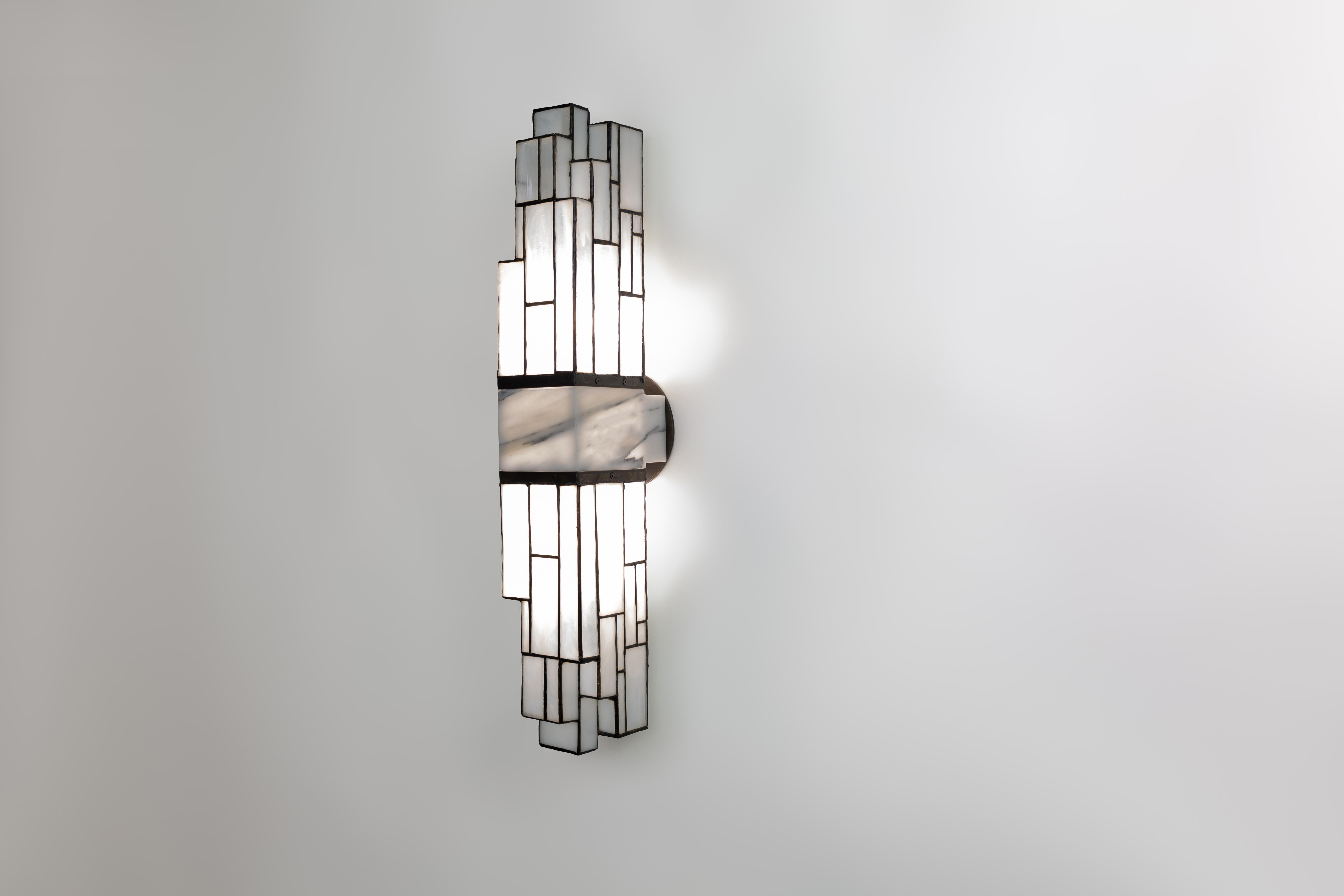 Modern Galena, Brass, Marble, Glass Contemporary Wall Sconce, Kalin Asenov For Sale