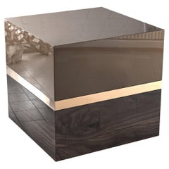 Tavolino "Galeone" con dettagli in acciaio inossidabile, noce e bronzo, Istanbul