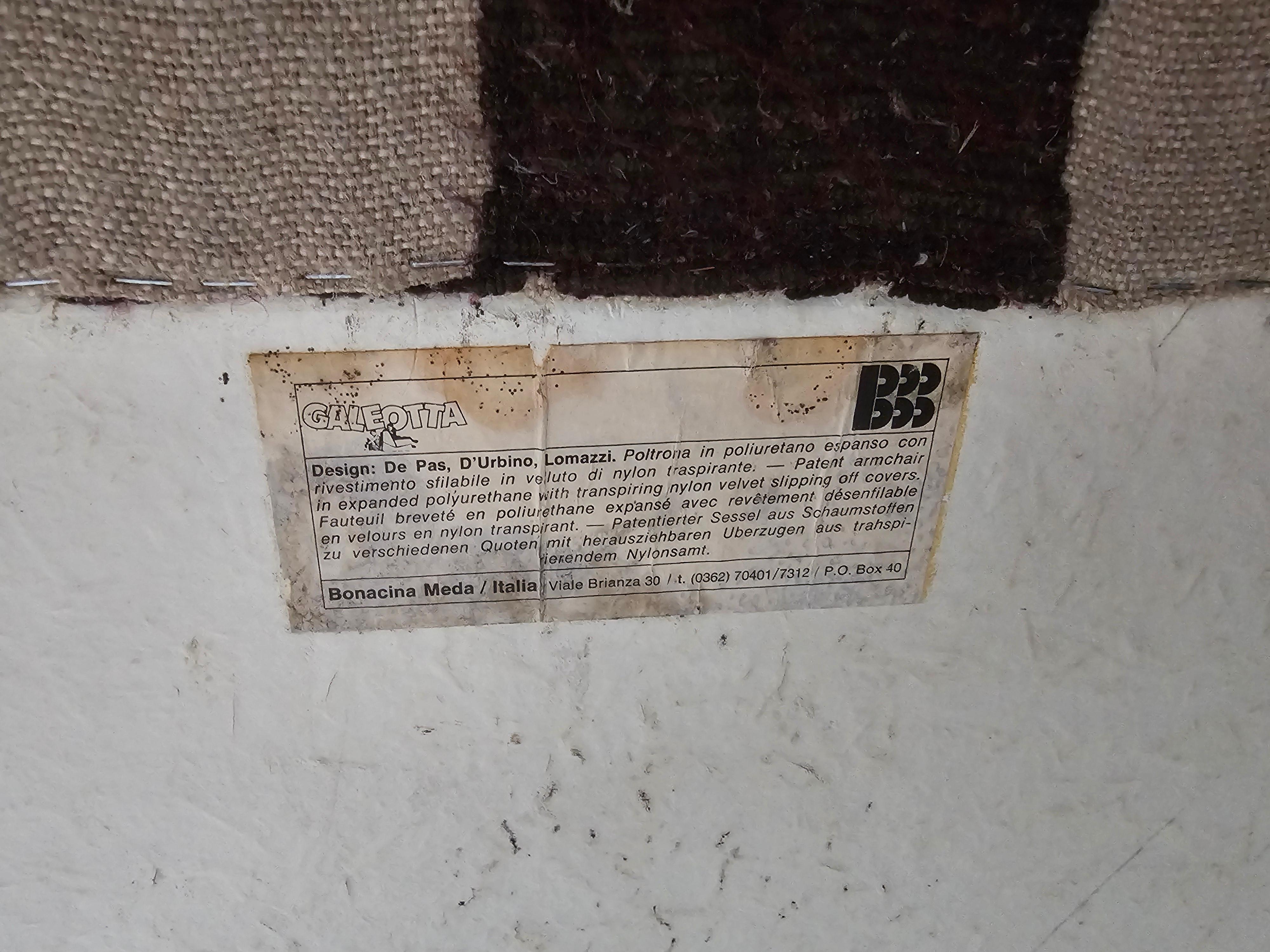 Sedie lounge Galeotta di De Pas, D'Urbino e Lomazzi per Bonacina, anni '60 7