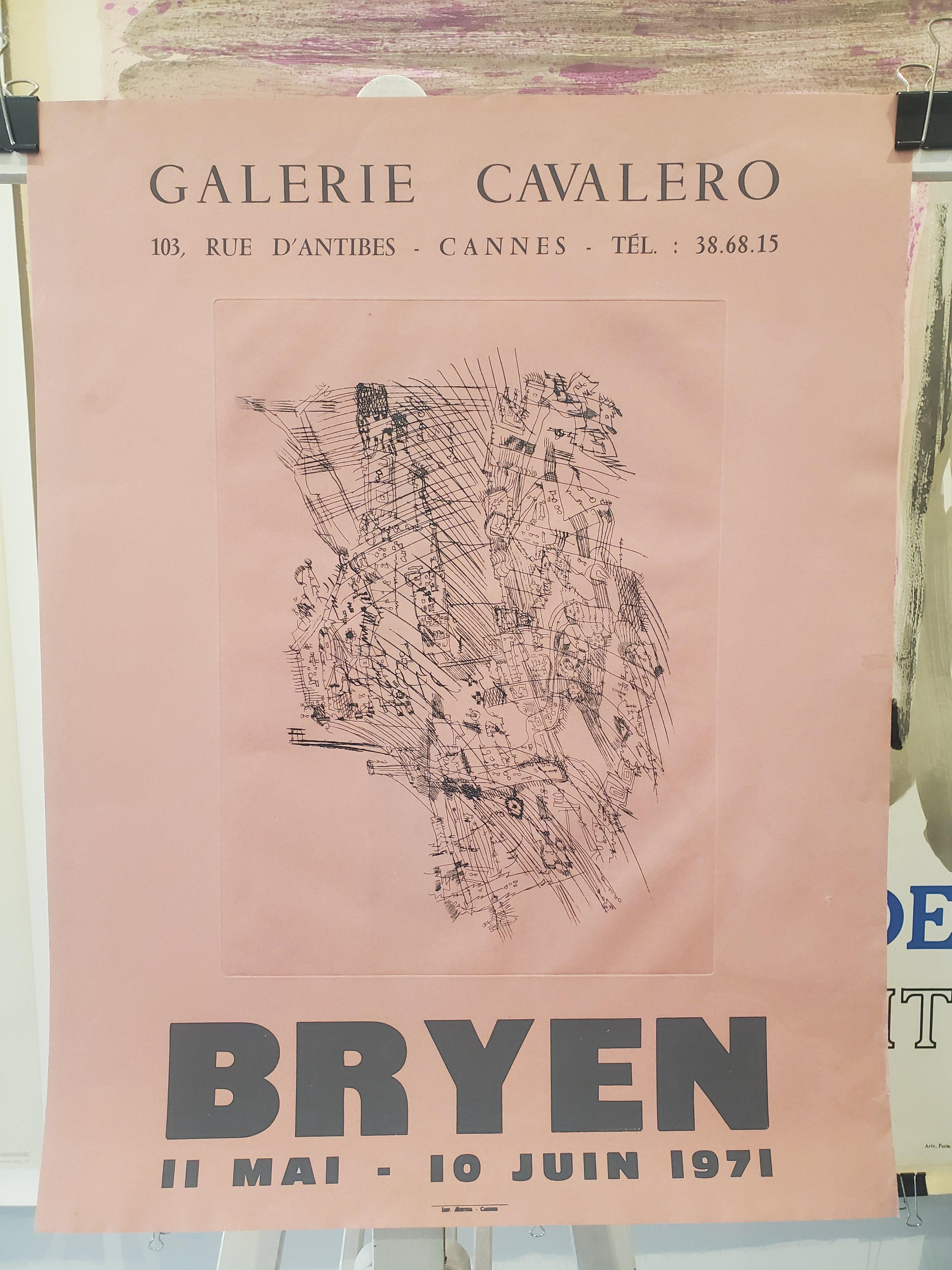 Affiche d'exposition originale de la Galerie Cavalero, Camille 'Bryen', 1971

