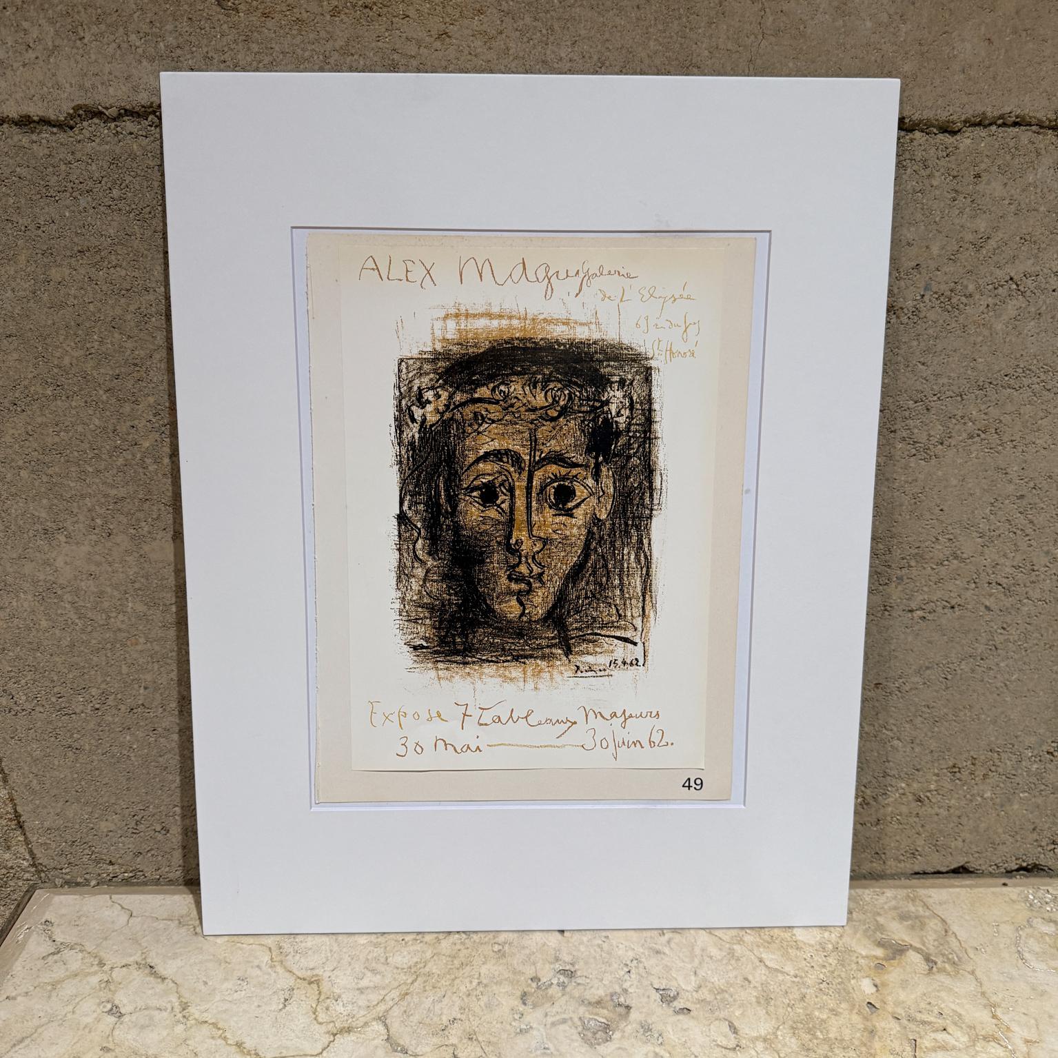 Galerie de l'Élysée Alex Maguy Poster by Pablo Picasso 1962
poster print 
16 x 20 art 9.25 x 11.5
Original unrestored vintage condition
Refer to listed images