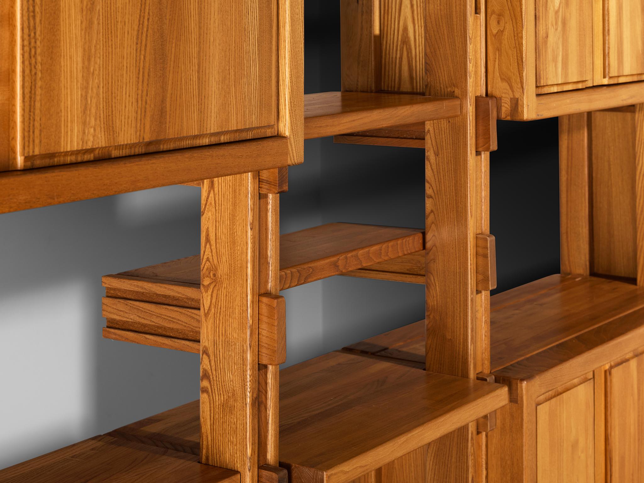 Galerie L'Orme Modular Room Divider or Wall Unit in Solid Elm For Sale 4
