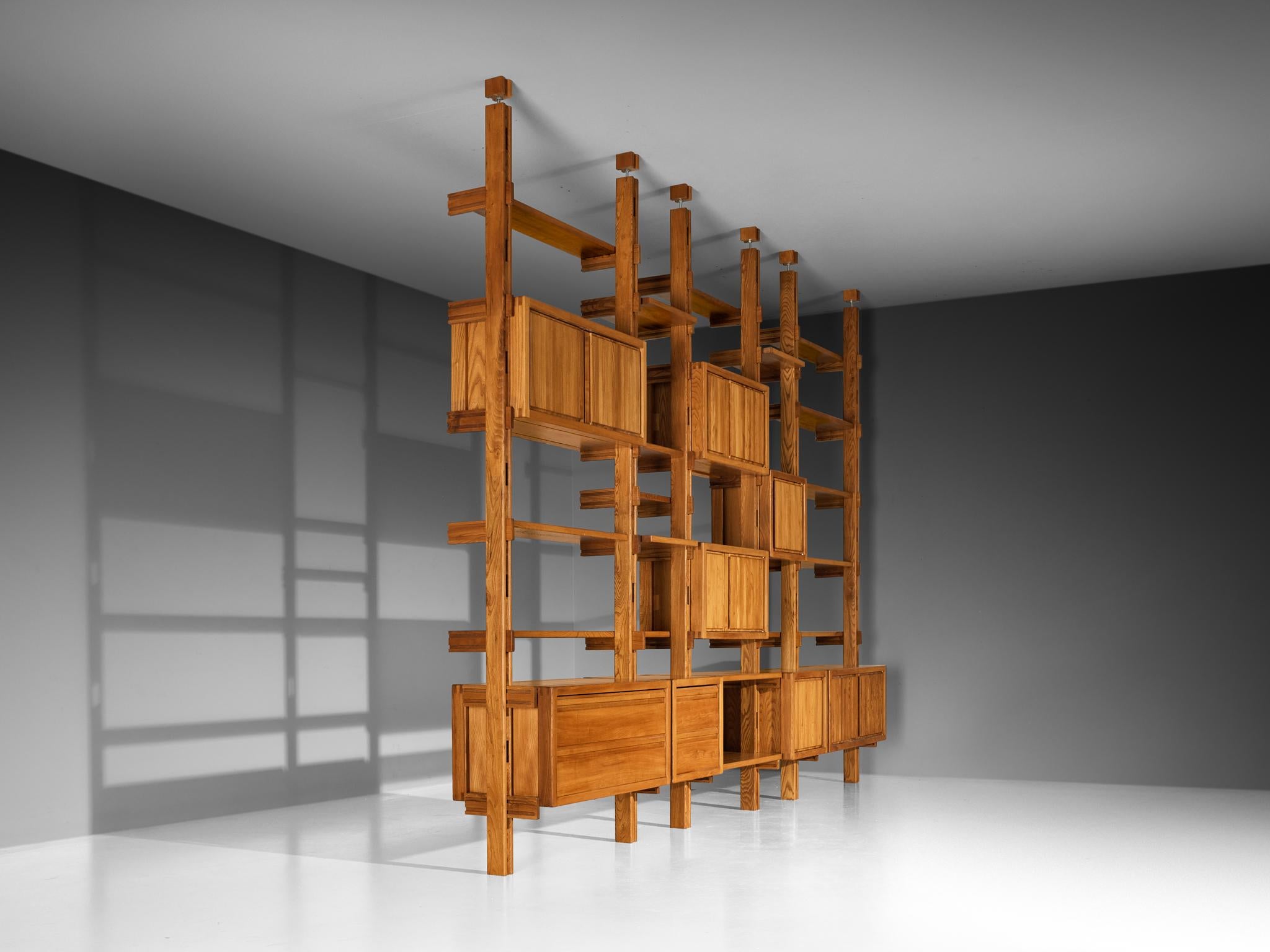 Galerie L'Orme Modular Room Divider or Wall Unit in Solid Elm For Sale 5